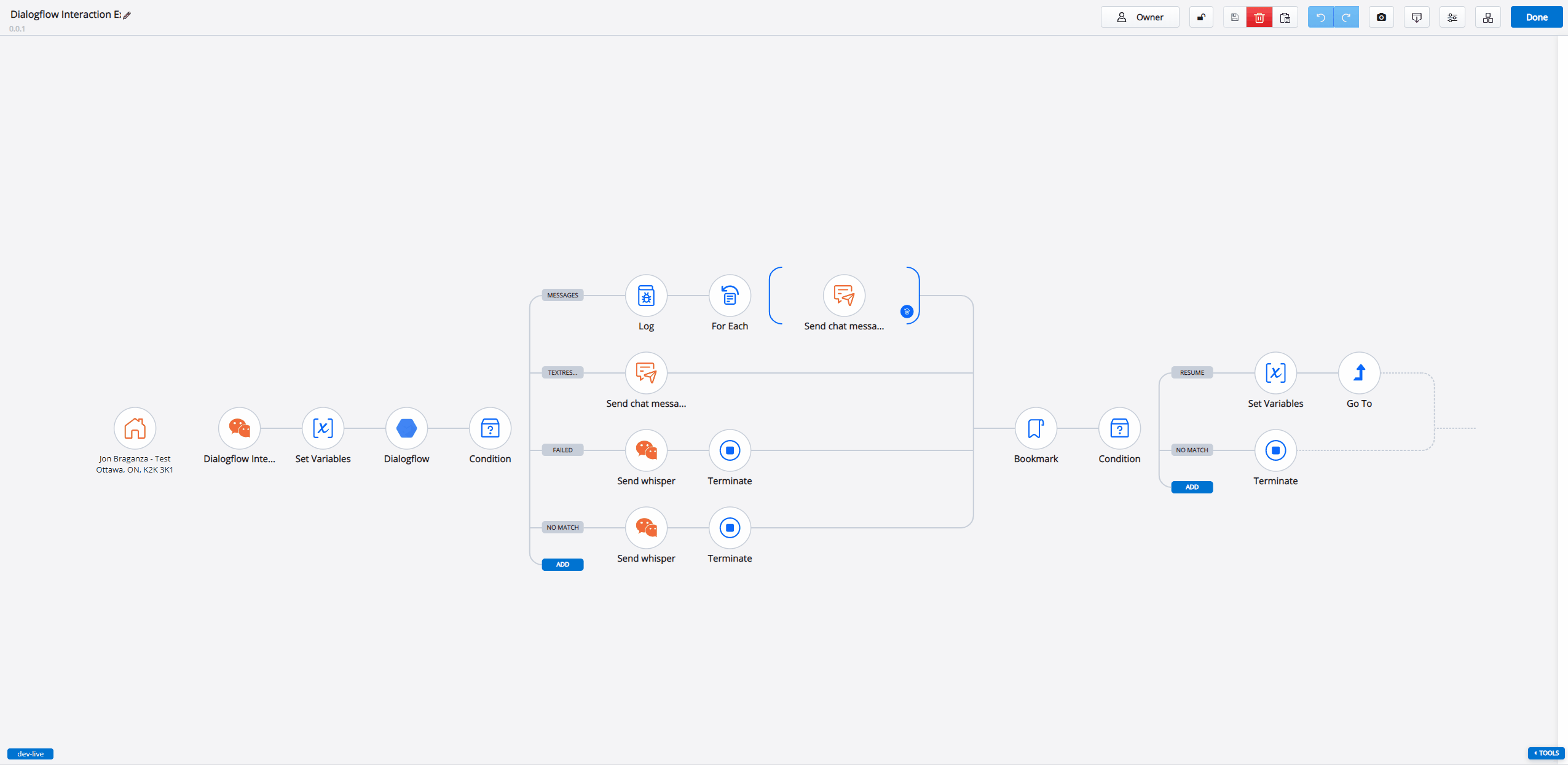 Building a chat bot with Dialogflow | Workflow Docs